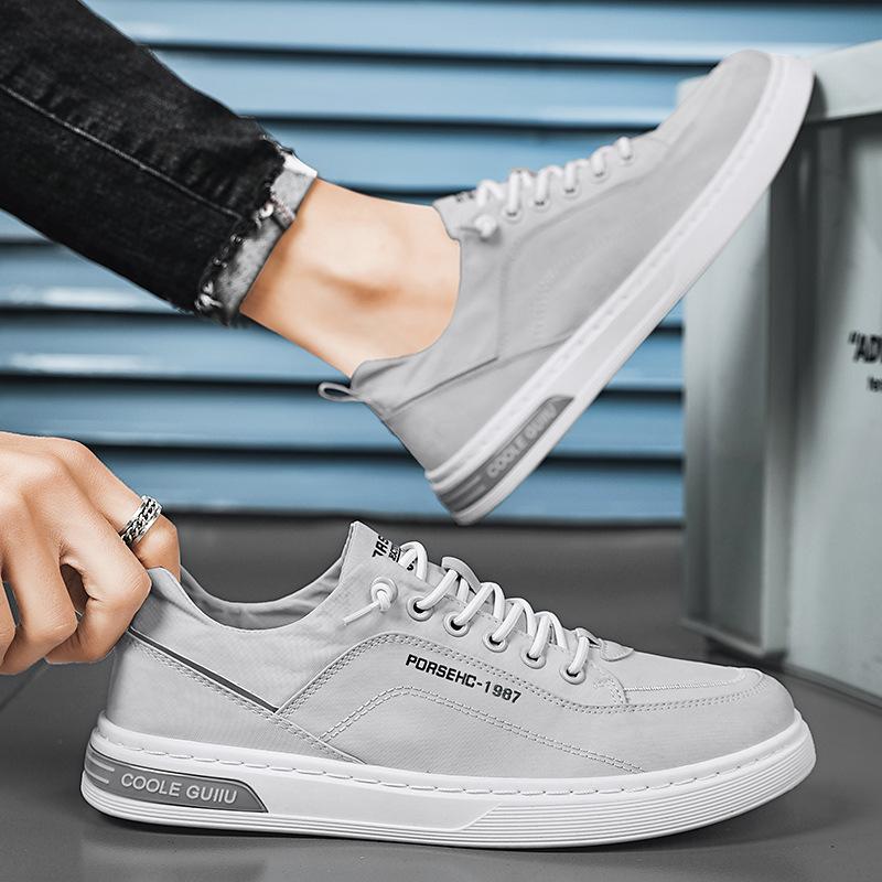 Men's Shoes for Summer Breathable New Thin Style Trendy Sports and Casual Canvas One-foot Flat Shoes Work Trendy Shoes