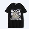 Rage Consumes Me Cat T Shirt Unisex Women Oversized 100% Cotton Hot Sale Short Sleeve Summer Streetwear Print Unisex Plus Size Tops