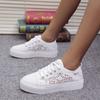 Casual single shoes women's autumn new round head lace casual flat white shoes