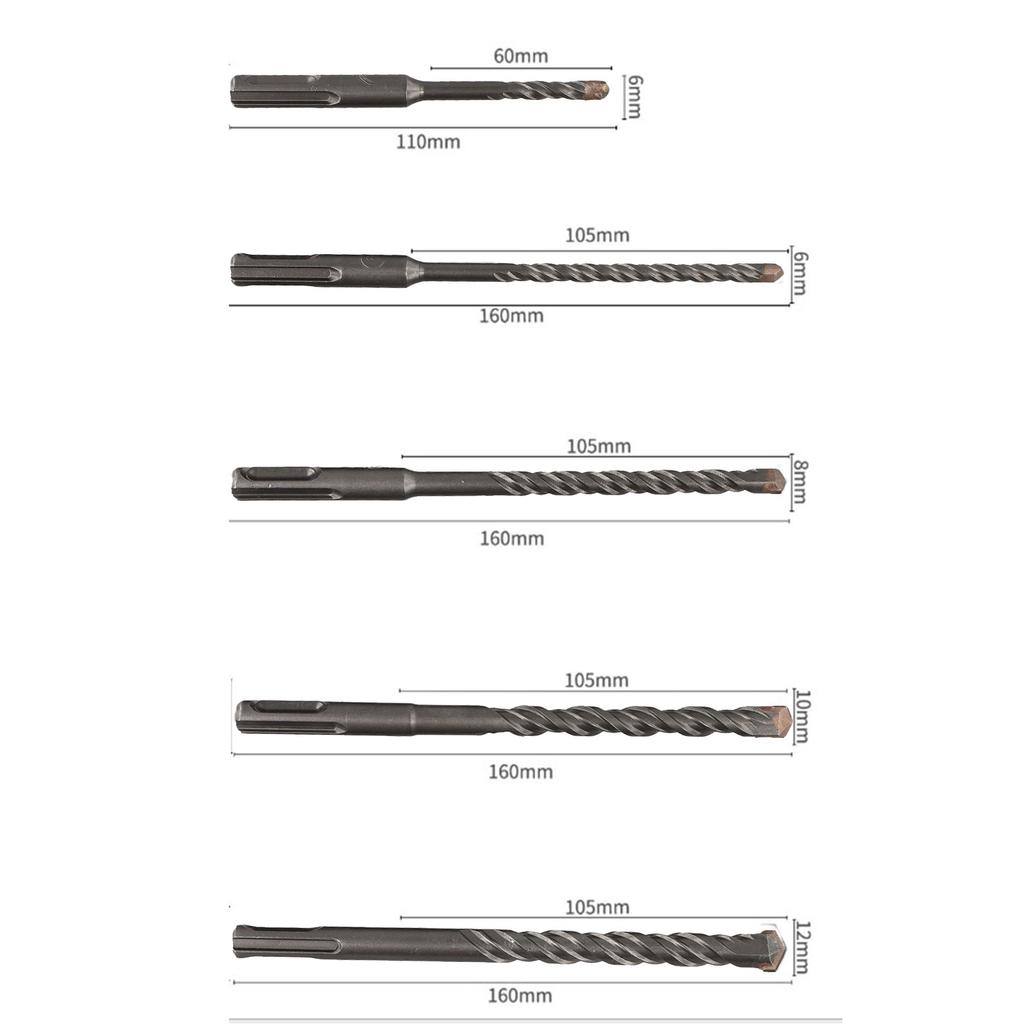Double Auger Hammer Drill Bits for Precision Cutting 5pcs Carbide Steel Set for Electric Drills and Drilling Machines