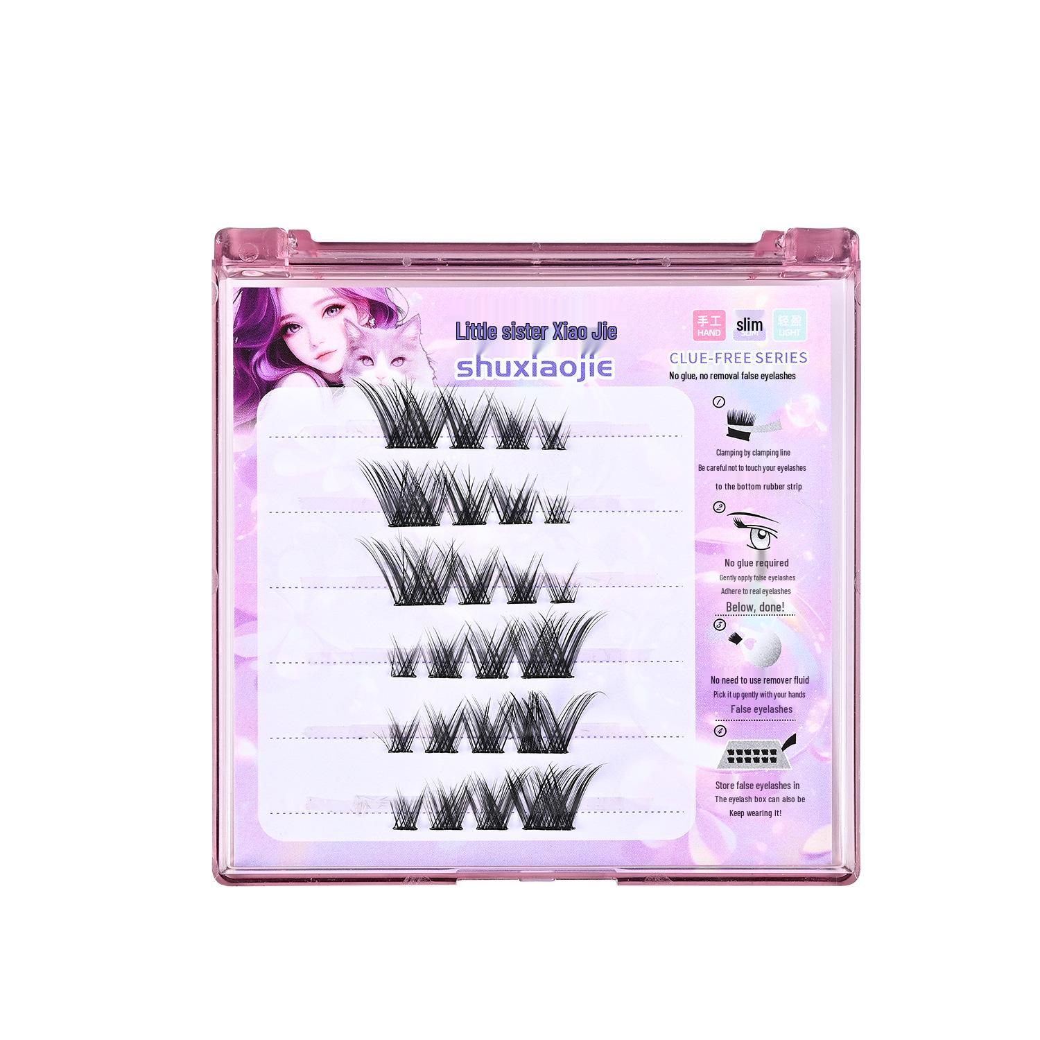 

Glue-Free Self-Adhesive Cat Paw False Eyelashes for Natural Bare Face Makeup - Three-Step Sectional Design