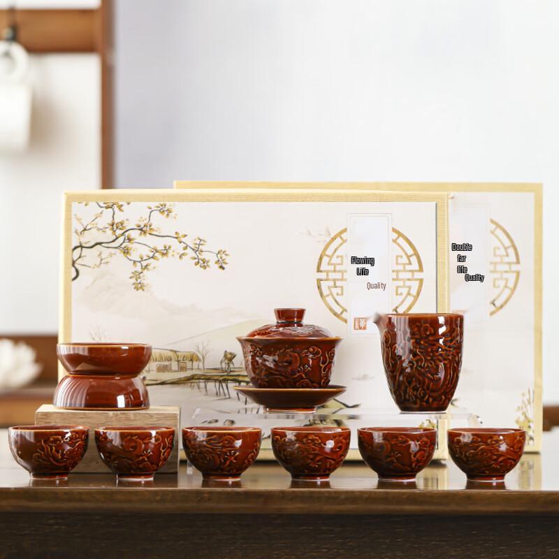 Zhi Shi Tenmoku Kiln Glazed Kung Fu Tea Set