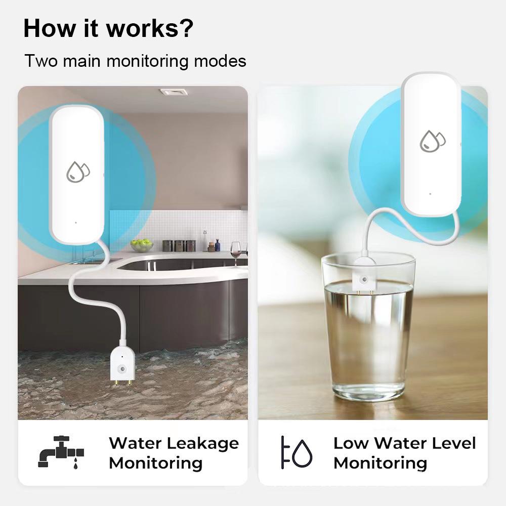 Tuya WiFi Water Leakage Sensor Alarm Water Leak Detector Flood Alert Overflow Security Alarm System SmartLife App Remote Control