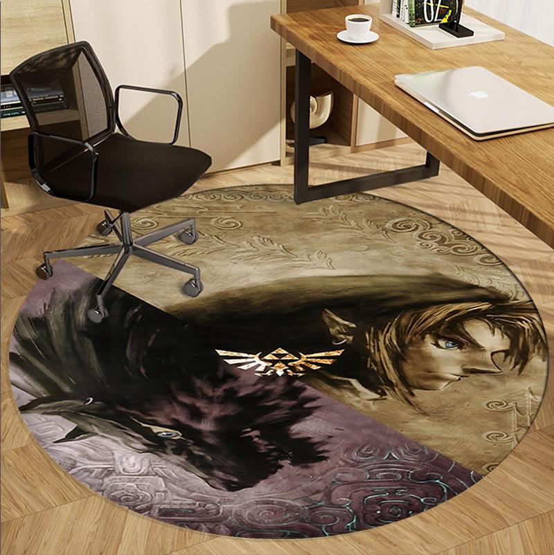 The Legend of Zelda Pattern Round Rug, Indoor/Outdoor Mat, for Picnic, Gameroom, Bedroom, Office, Living Room, Home Decor Carpet, Birthday Gift