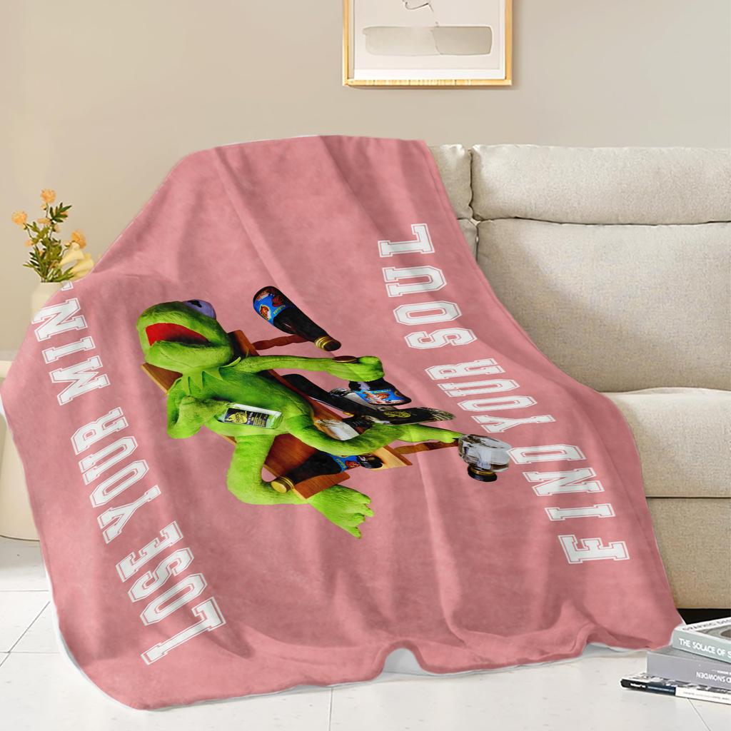 Creative Frog Spoof Art Funny Printed Blanket Travel and Gift Cover Blanket Cozy Warm Soft Blanket for Sofa Living Room Office