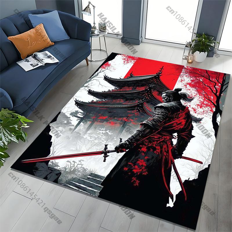 

Japanese Samurai Spirits Area Rug,Carpet for Home Living Room Bedroom Sofa Doormat Kitchen Decor,Non-slip Floor Mat 40x60cm (16x24in)