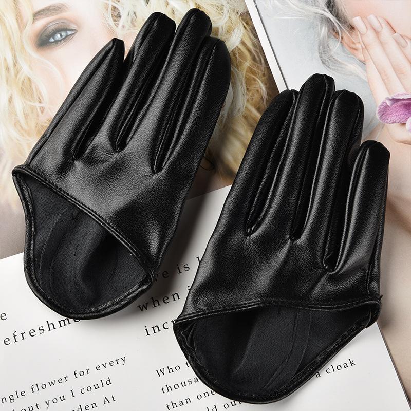 Half Palm Leather Gloves, Stylish Finger Gloves for Party, Wedding & Photography Cosplay & Driving