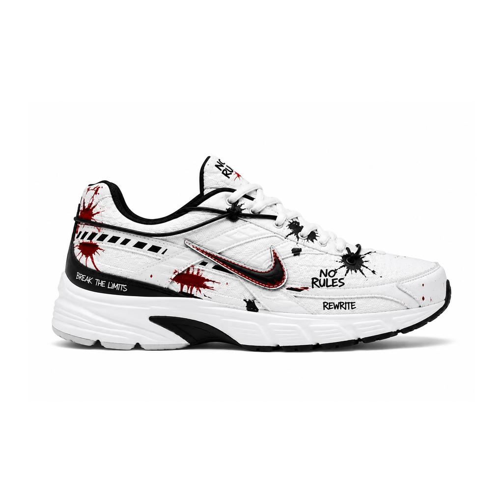 Nike Initiator Slip Resistant, Abrasion Resistant, Breathable Low Top Running Shoes Unisex White Red Black 394055-100(team2415-)