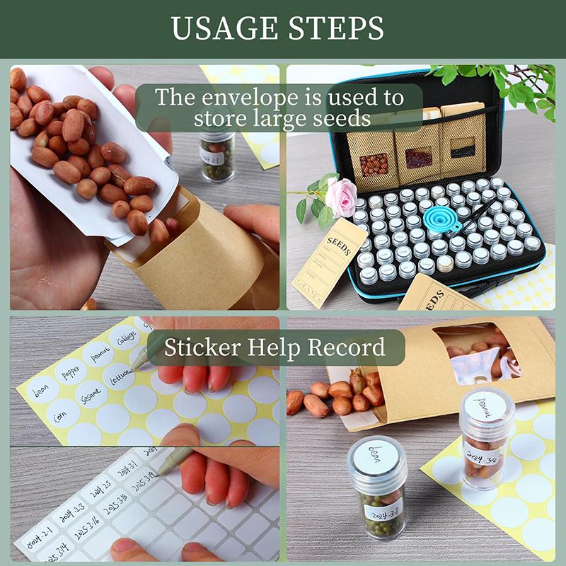 

Органайзер для хранения семян на 120 ячеек с 25 конвертами, портативный, прочный контейнер для семян, герметичный набор для сохранения садовых семян чёрный