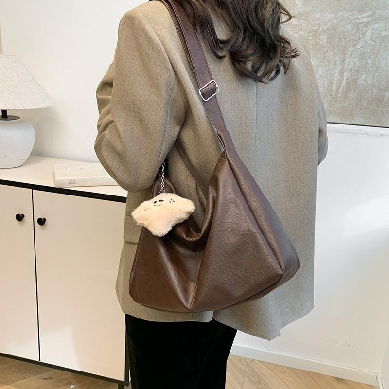 New student class retro solid color bag women's fashion casual shoulder crossbody large capacity commuter bag