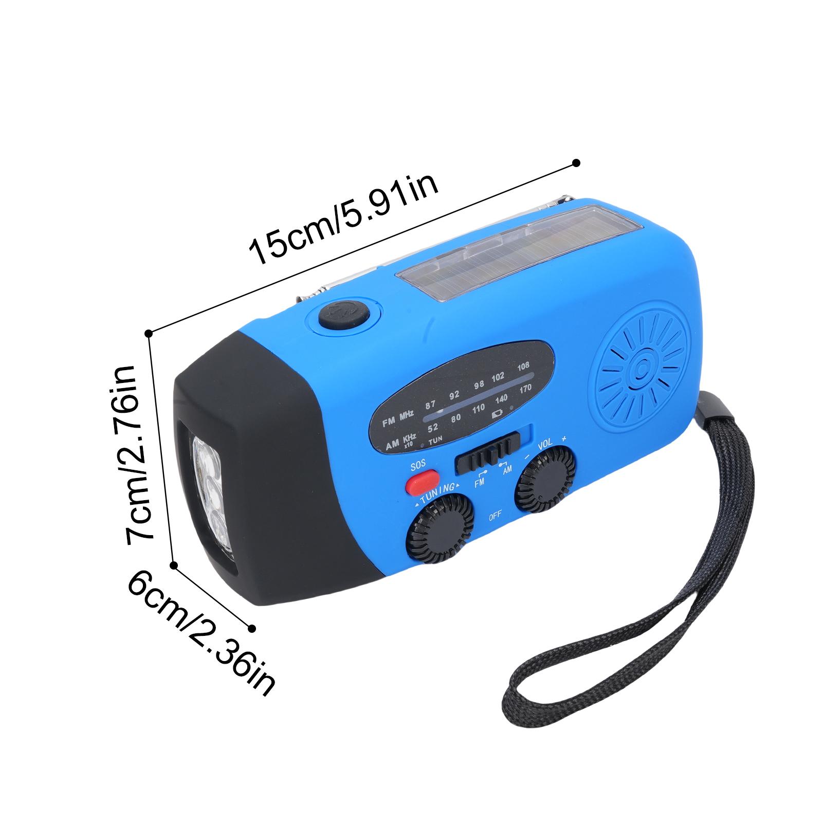 

Portable AM FM Radio, Emergency Outdoor Solar Radio, Hand Crank Radio with LED Flashlight, SOS Alarm, 5000mAh синій
