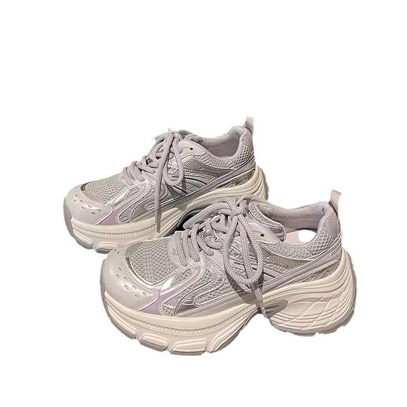 Daddy shoes girl's new fried street thick-soled retro breathable mesh lightweight casual sports shoes