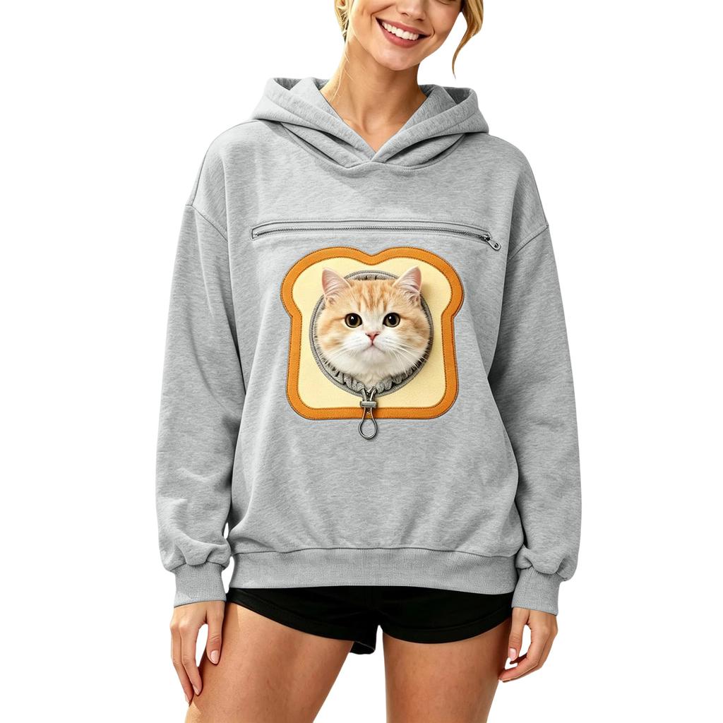 Unisex Long Sleeve Dog Pocket Sweatshirt Hoodie, Loose Casual Warm Pullover for Fall and Winter