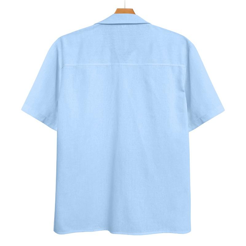 Men's Linen Shirt Short Sleeved Summer Thin Loose Linen Top Beach Vacation Outdoor Casual Clothing