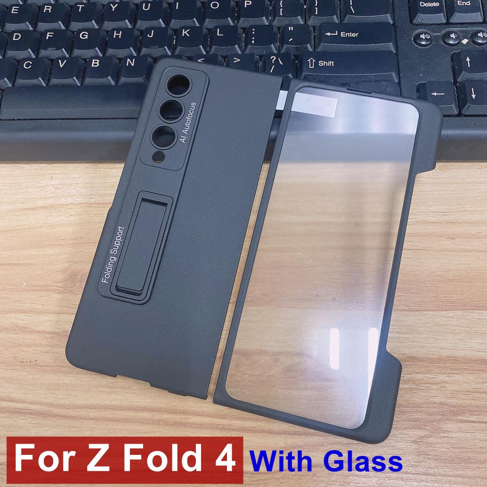 Case For Samsung Galaxy Z Fold 4 3 Cover Frame Side Pen Slot Matte Magnetic Bracket Case For Z Fold4 Fold3 5g (No Pen )