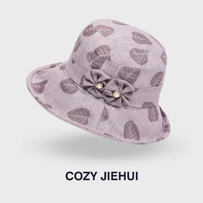 2025 Summer Fashion Embroidered Wide Brim Sun Hat for Middle-Aged & Elderly Women
