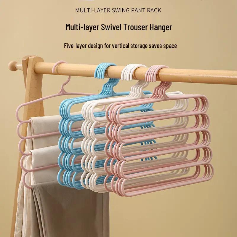 Newcomer 1.04: Innovative 5-Layer Non-Slip Pants Hanger with Enhanced Storage.