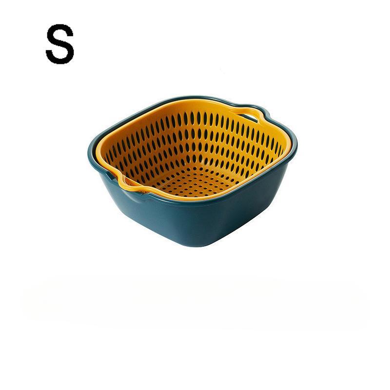 

Набор пластиковых двухслойных дуршлагов из 6 предметов, многоразовые кухонные сита для промывания фруктов и овощей, многоцелевые кухонные инструменты и аксессуары S 1PC зелёный