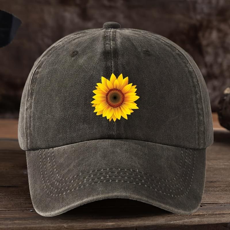 Fashionable Sunflower Flower Printed Baseball Hat Versatile Outdoor Leisure Fishing Sunshade Duck Tongue Hat Travel