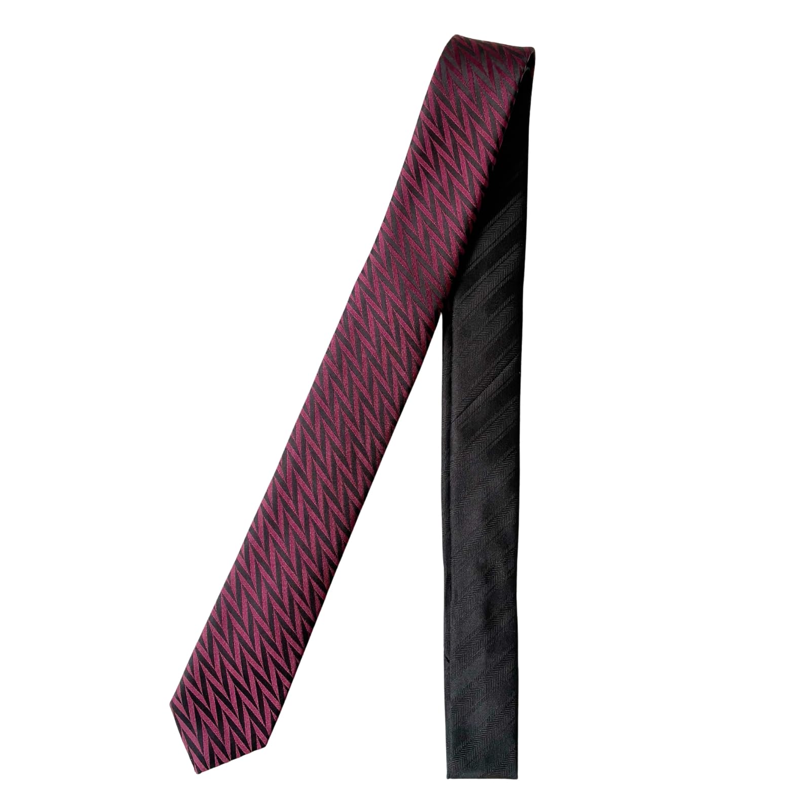 

[D+ARTS] Narrow Tie for Men, Slim Silk Necktie, Nishijin-ori Weave, Made in Japan, Cleric Tie, Geometric Design, Red, Stylish, Business