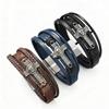 Men's Cross Charm Bracelet Multi-Layer Braided Leather Wristband Magnet Clasp  Religious  for Daily Gift Accessory