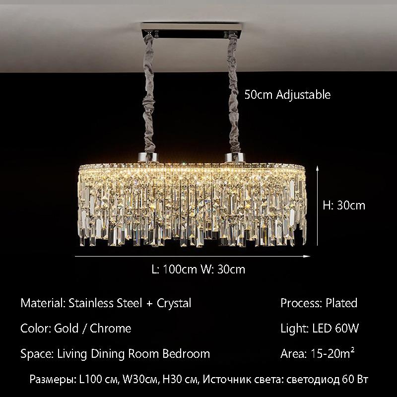 Luxury Nordic Lustre Crystal LED Chandelier Indoor Ceiling Pendant Light Villa Living Dining Room Bedroom Hanging Decor Lighting