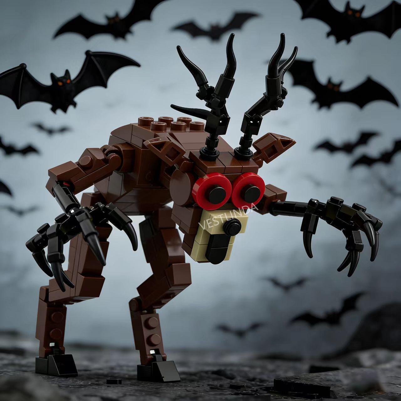 Discover Intime 99 Night Forest Monster Construction Blocks Toy Assembly Model Decorative Ornaments Puzzle Playthings Hand-Made Spooky Holiday Xmas Gifts