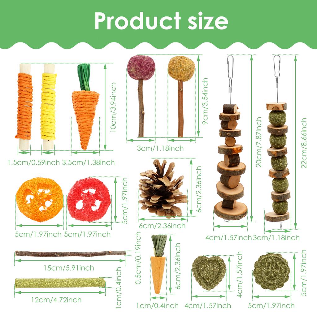 21/28Pcs Small Pet Toys Set Natural Wood Guinea Pig Rabbit Hamster Chewing Toy Interactive Parrots Play Toy Chew Grinding Stick
