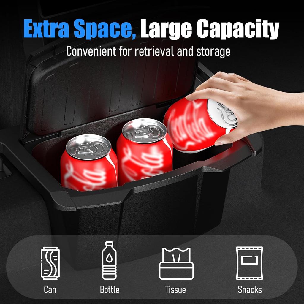Rear Center Console Organizer for Tesla 2020-2026 Model Y Partitioned Storage & Stable Installation, Seat Backseat Trash Can Bin