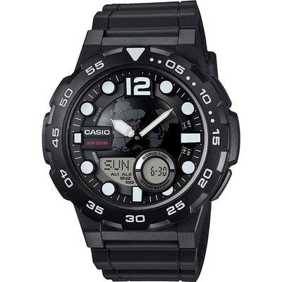 Casio World Time Analog-Digital Men's Watch AEQ-100W-1AV Black Imported Model