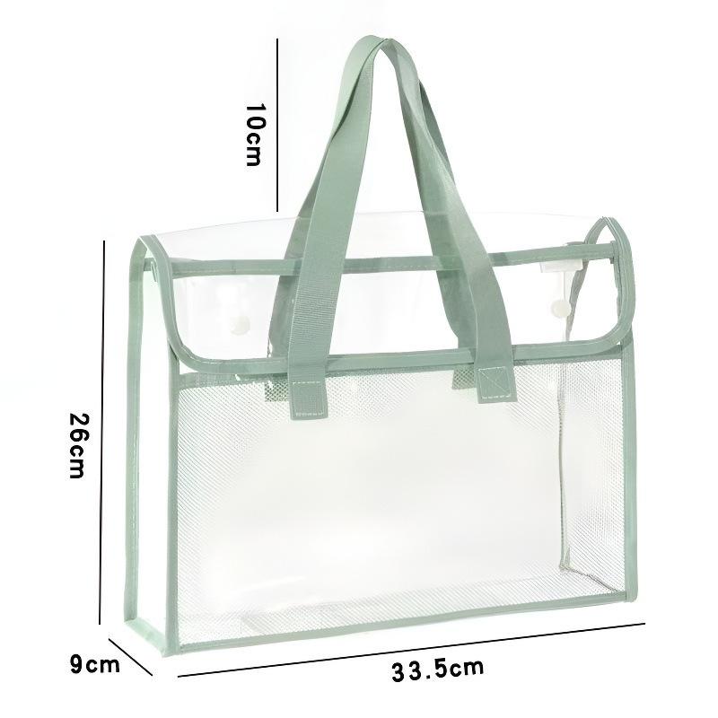 A4 Large Capacity Three-Layer File Bag with Transparent Mesh