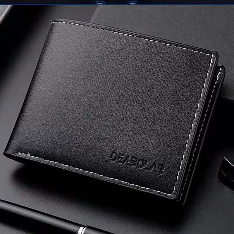 

Men s Cross-Border Soft Leather Bi-Fold Wallet with Coin Purse & Card Holder - Korean Style