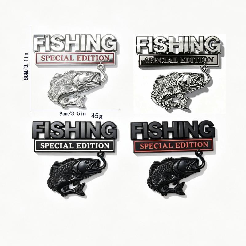 Metal Fishhook Badge Car Decal Special Fishing Edition Self-adhesive Sticker for Truck Van Fishing Lovers