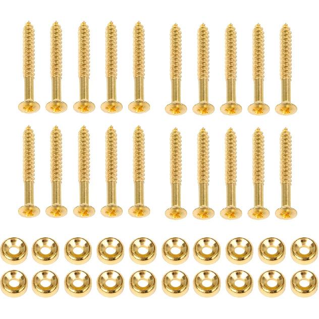 Lovermusic Gold Guitar Neck Joint Ferrules Bushing with Screws Guitar Accessories for Electric Guitar Pack of 20