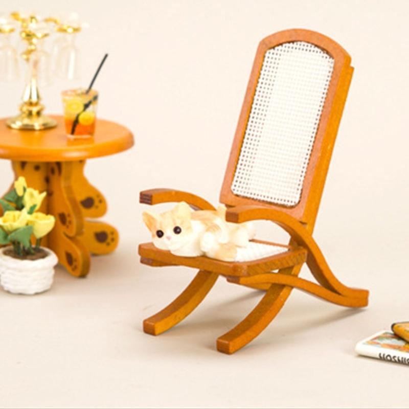 1:12 Scale Dollhouse Armchair DIY Miniature Dolls House Furniture Wood Chair Sofa Handmade Crafts Accessories Toy