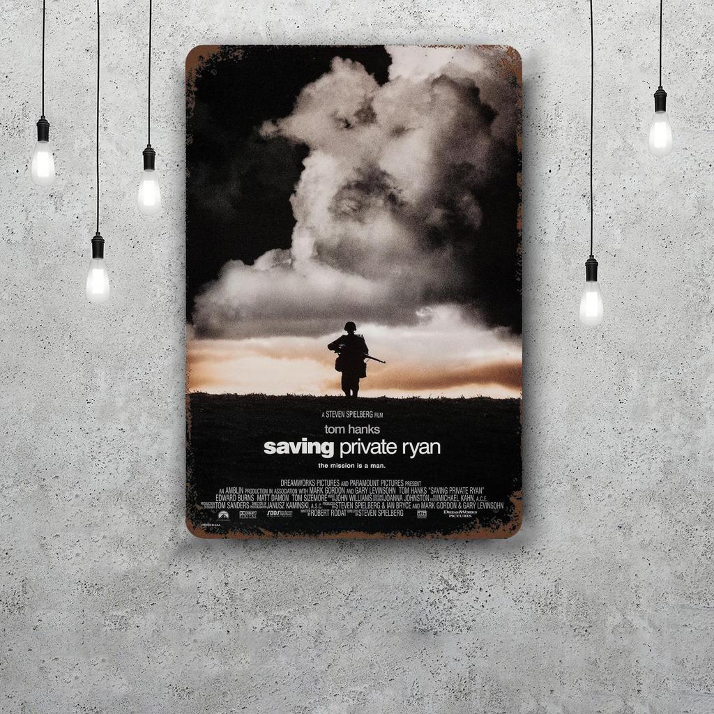 Saving Private Ryan Movie Decor Poster Vintage Tin Sign Metal Sign Decorative Plaque for Pub Bar Man Cave Club Wall Decoration