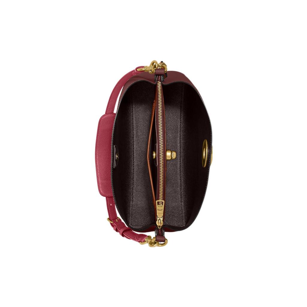 COACH Willow Pebble Texture Spiral Leather Tote Bag, Shopping Bag, Handbag, Shoulder Bag Women's Dark Burgundy C2590-B4WN