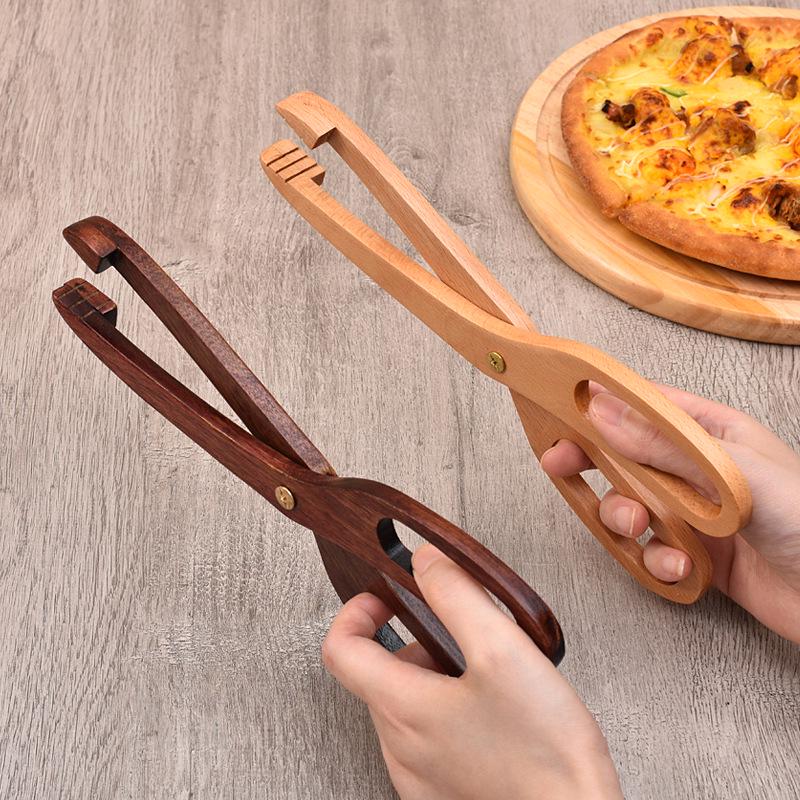 Wooden Portable Kitchen and BBQ Food Tongs for Desserts, Pastry, and Bread