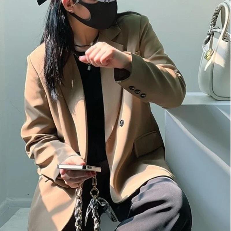 Clothes Jacket Brown Over Coats for Women Black Blazer Woman Dress Outerwears Loose Long Solid on Promotion Sale Autumn