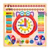 6 In 1 Kids Calendar Clock Board Wooden Building Block Clock Puzzle Puzzle Baby Time Weather Cognition Early Education