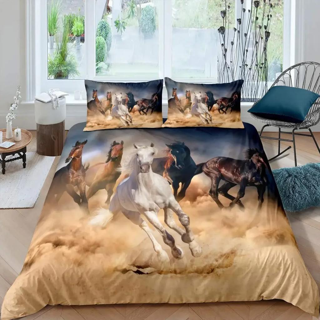 3D Tištěné Zvíře Kůň Pohodlný Povlak na Peřinu Polštářový Povlak Ložní Souprava Dětská Dekorace Ložnice Domácí Textil