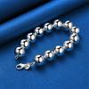 925 Sterling Silver 8-inch Shiny Round Bead Bracelet, Fashionable Women's Party Wedding Accessories and Accessories