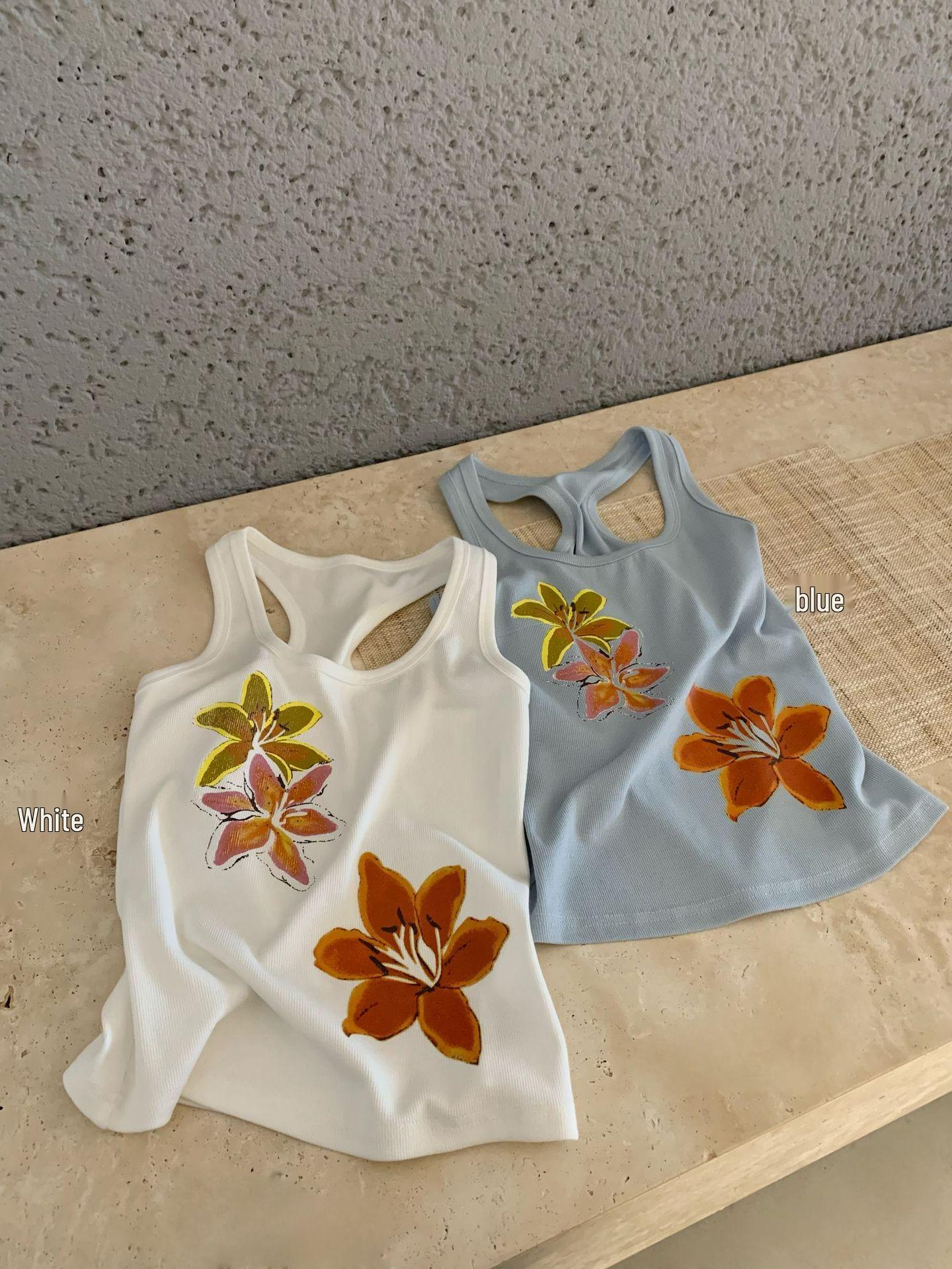 Floral Print Slim-Fit Camisole Top - Women s Trendy Spring/Summer Collection Small белый