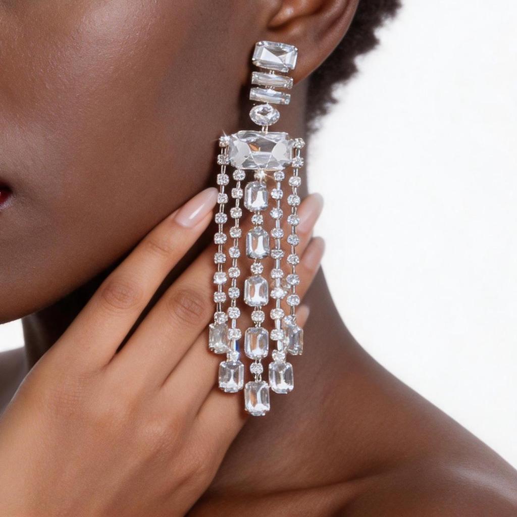 Silver Needle High-End Fashion Tassel Earrings – Elegant European & American Style with Niche Design Sense.