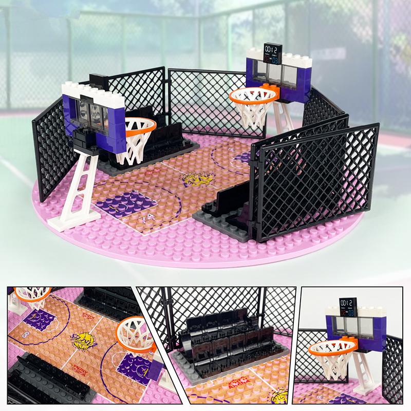 NEW Scene Basketball Court Hoop Campus Cage Sports Meeting Field Street Community Stands Building Blocks Model Sets Bricks
