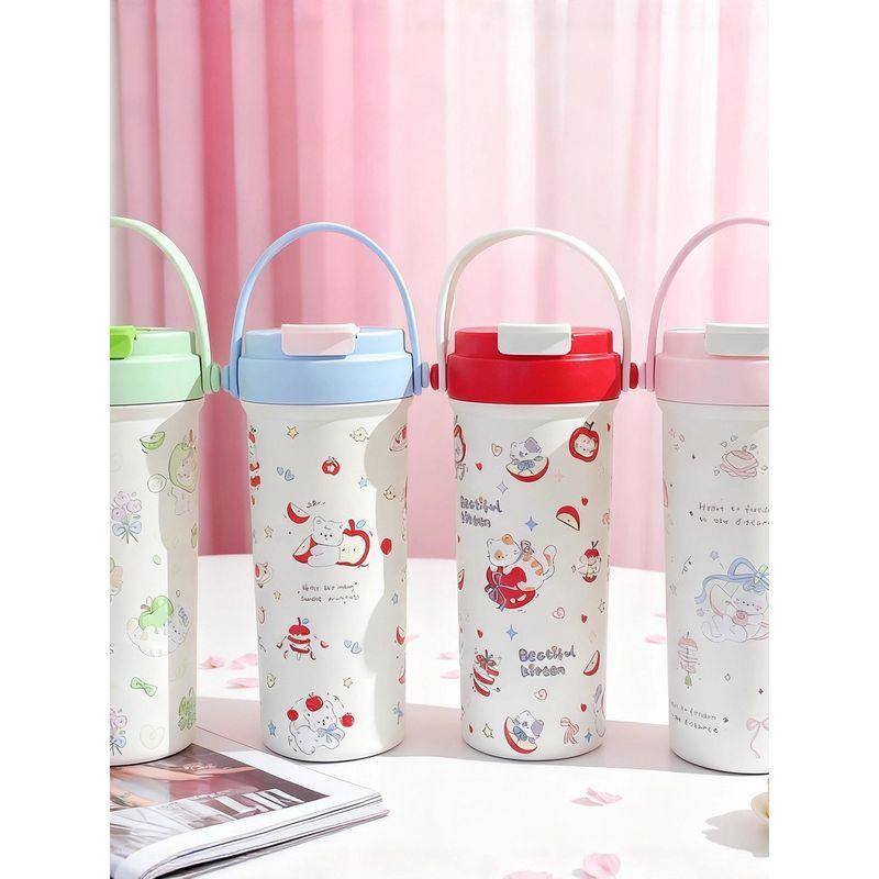 Large-Capacity Thermos Cup for Women, Good-Looking Ice Cup, Portable Car Coffee Cup, Outdoor Sports Water Bottle, Tea Cup
