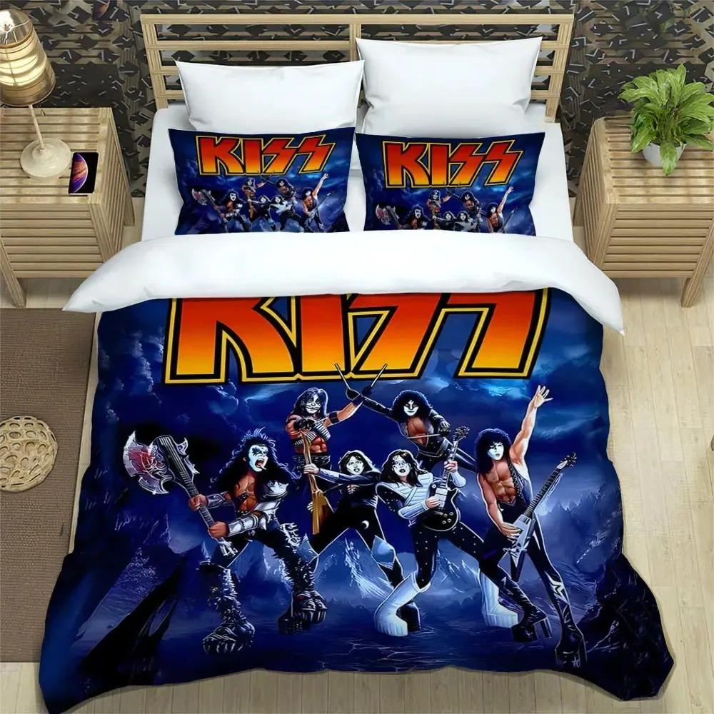 

KISS band Duvet Cover 3D Print Kiss Band Rock Bedding Set All Season Comforter Quilt Cover and Pillowcases Single Double Queen AU Single 140x210cm