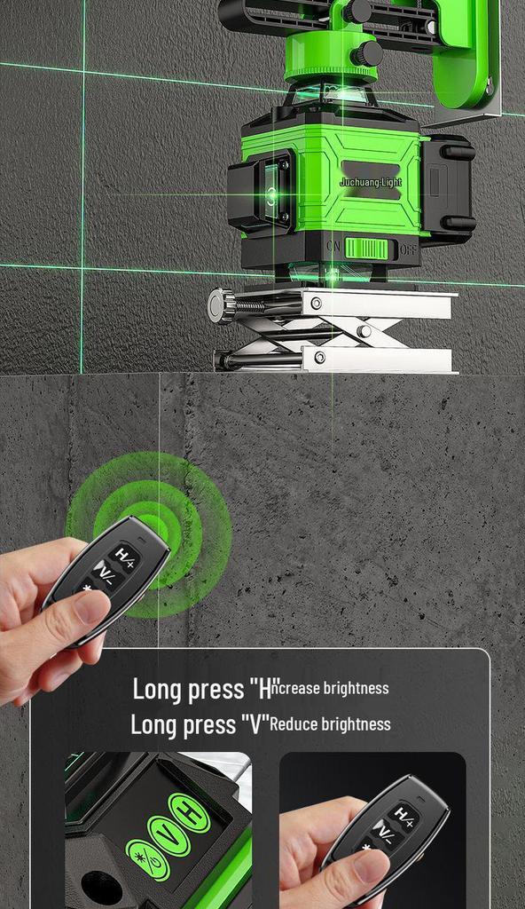 Green Light 8/12/16 Laser High-Precision Red Infrared Level for Outdoor Wall and Floor Mounting