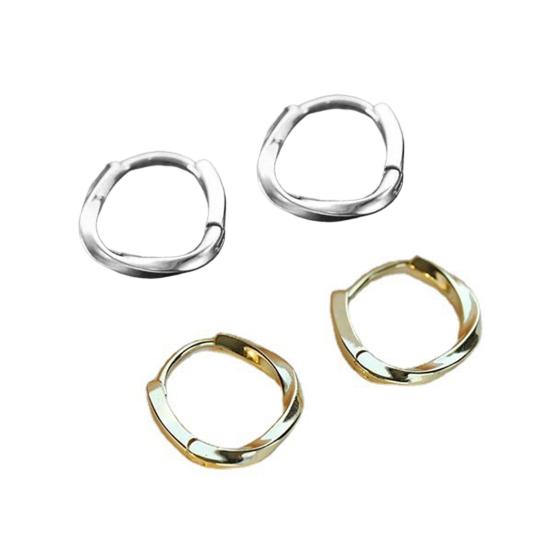 1 Pair Women Earrings No-Blocking Ear Buckle Stable Fit Twist Earrings Circle Design Mirror Polished Hoop