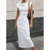White Slim-Fit High-End Slit Dress, New Spring-Summer High-Waisted Sleeveless Long Dresses For Women